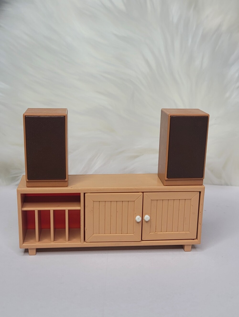 Vintage Tomy Dollhouse Furniture Stereo Record Cabinet & Speakers MCM *NO STERO*
